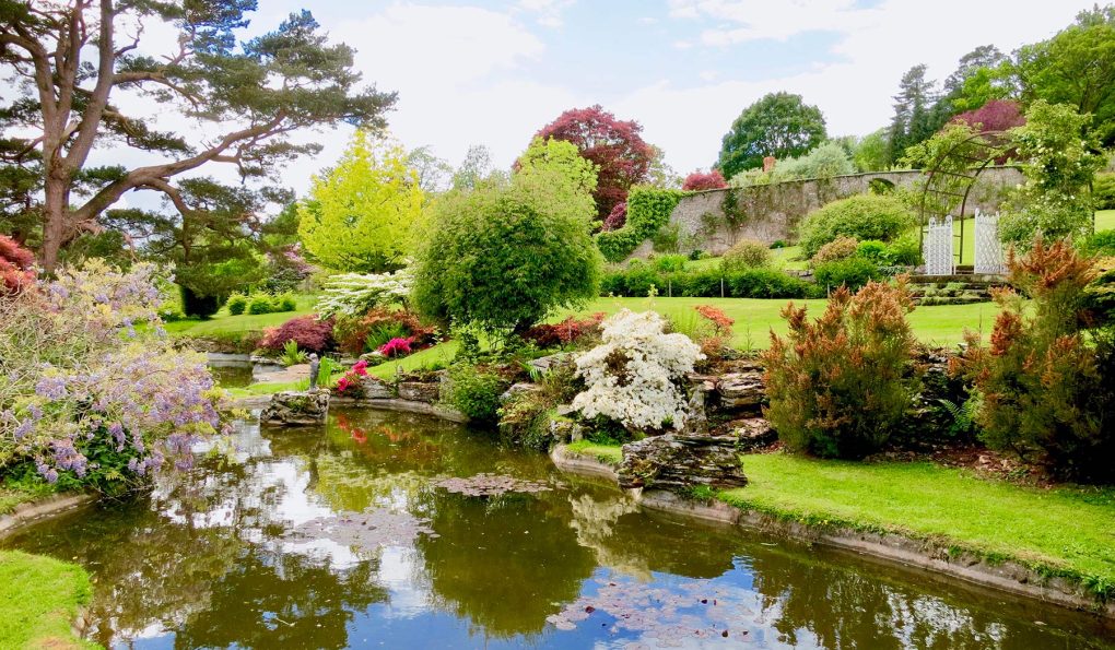 Ponds in country estate garden