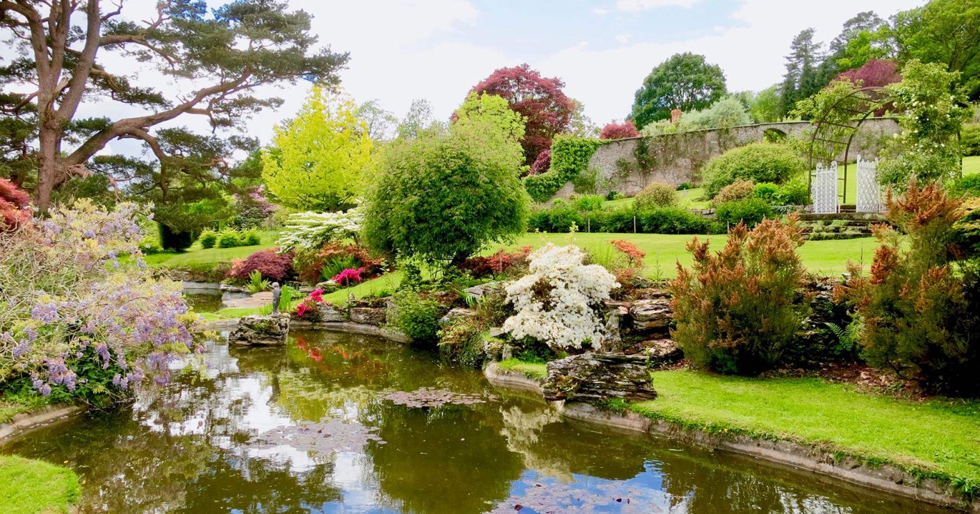 Ponds in country estate garden