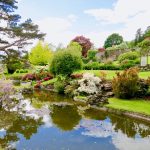 Ponds in country estate garden