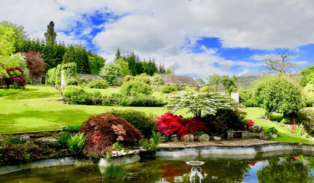 penmyarth ponds with view of pool and potting shed